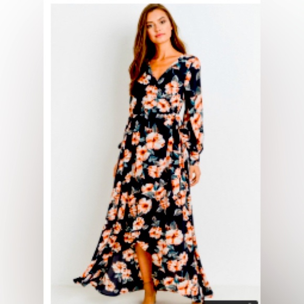JodifL Navy floral high front maxi